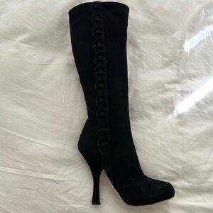 Dolce&Gabbana suede knee high long boots with 3 inch heel